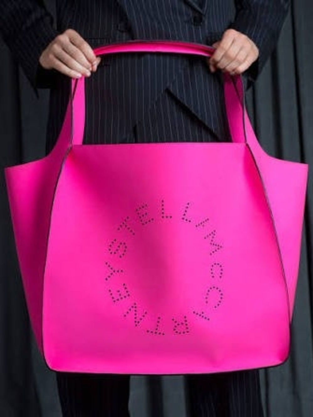Stella McCartney Hot Pink Perforated Nappa Logo Tote
